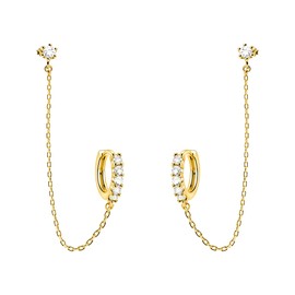 SOFIA MILANI - Women's Earrings 925 Silver with Zirconia Stones - Creole Chain, Yellow Gold, Cubic Zirconia