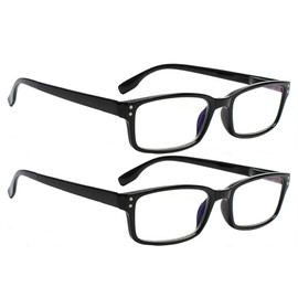 Kerecsen 2 Pack Reading Glasses Blue Light Blocking for Men Women Readers Spring Hinge (2 BLACK, 2.75, x)