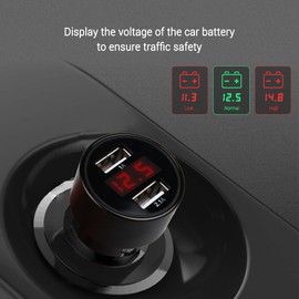 HOTNOW 3.1A USB Car Charging Equipment, 2 Portals, 5 V Display, For Rapid Charging, and Other 5V Features(Black)