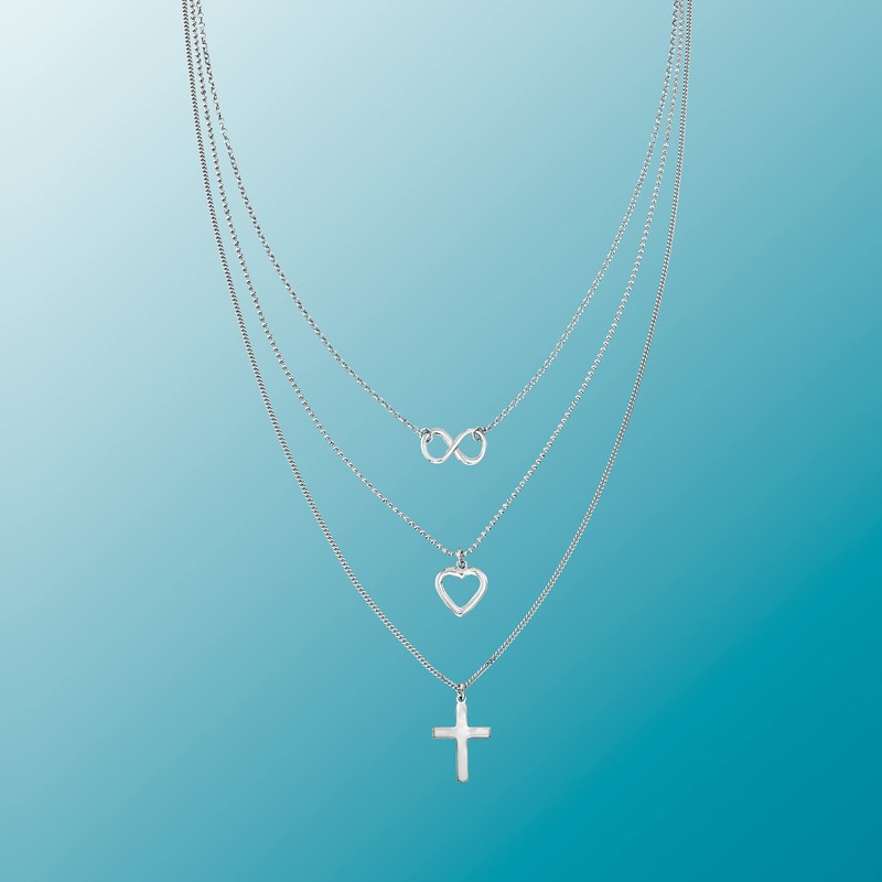 Ross-Simons Italian Sterling Silver Multi-Symbol Layered Necklace. 18 inches