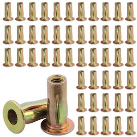 AOKLIT 50 Pack Multi-Grip Rivet Nut Kit, 5/16-18 Rivet Nut Steel Pre-Bulbed Shank, Plus Nut Color Zinc Plated Flat Head Threaded Insert Nut