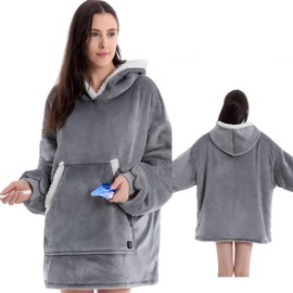 Heated Wearable Blanket Oversized Lazy Hoodie with Large Heating Area on Back Electric Heating Blanket Cozy Short Version Controller with Cable