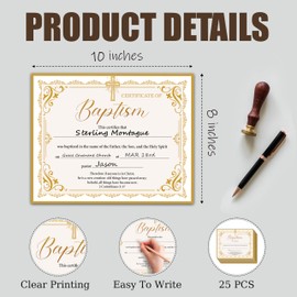 Baptism Certificates for Church - 8 x 10 Inches Blank Baby Dedication Award, Baby Dedication Christening Gifts for Girls Boys, Baptismal Certificates for Adults Teenagers - A11