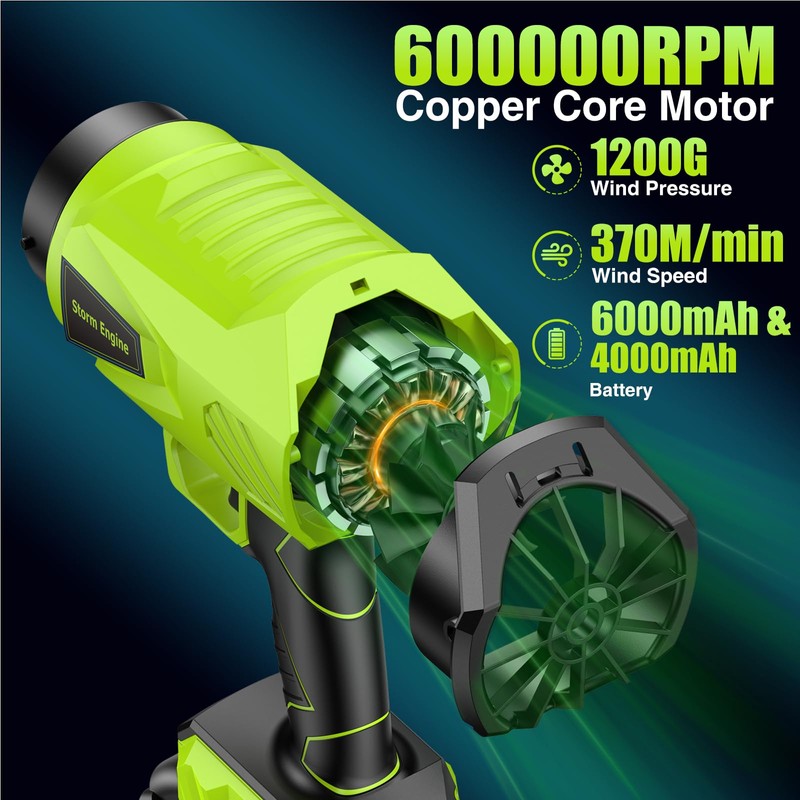 Leaf Blower Cordless with Battery and Charger 600,000 RPM Handheld
