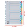 Esselte A4 Card File Dividers. 10 Parts Coloured Folder Dividers
