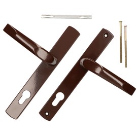 KOTARBAU® Pair of Handles 92 mm with Long Plate Brown for Profile Cylinder Modern Universal