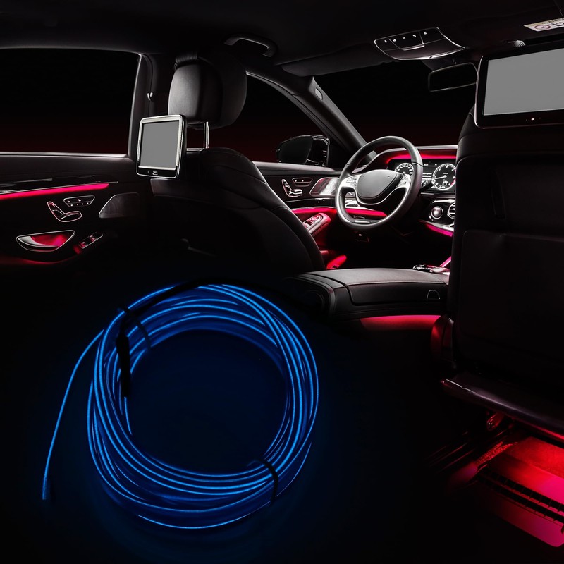 X AUTOHAUX 4 Meter/13ft Neon Glowing EL Wire Strip Blue