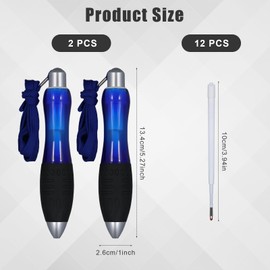 2pcs Big Fat Heavy Pens with 12 Refills, Smooth Writing Big Fat Pens Thick Pens Writing Aids Weighted and Hands Wide Grip Ballpoint For Hand Tremors (Blue)