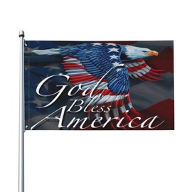 God Bless American Flag Eagle Patriotic Happy July 4th Welcome Party Outdoor Outside Decorations Picks Home House Garden Yard Decor 3 X 5 Ft Large Flag