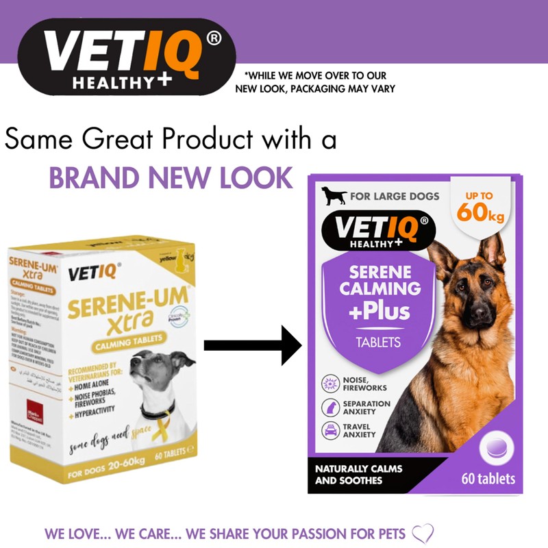 VETIQ Serene Calming Plus+ Tablets For Large Dogs, Helps to