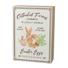 Heaven Sends Easter Cottontail Farm Sign Standing Wooden Base Easter Bunny Decorations Décor Rabbit 18cm x 13cm