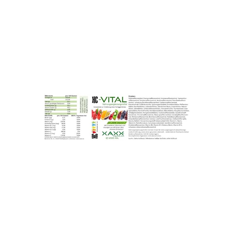 XAXX HC Vital Concentrate 0.2 Litres