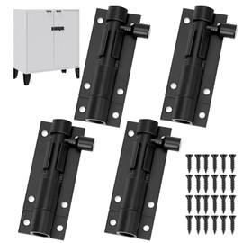 4Pack Small Bolt Lock, 2 Inch Black Tower Bolt, Door Bolts for Internal Doors, Slide Gate Bolts with Screws, Stainless Steel Door Latch, Black Sliding Locks for Gate, Doors, Cabinets, Shed, Bedroom