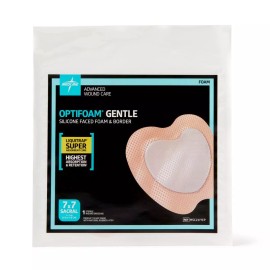 Medline Optifoam Gentle Silicone-Faced Foam Dressing, 7" x 7", Sacrum, Each