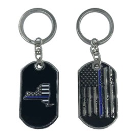 America's Front Line II-011 New York Thin Blue Line Challenge Coin Dog Tag Keychain Police Law Enforc