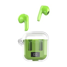 New four-color transparent compartment TM90 low energy consumption digital display in-ear wireless Bluetooth headset light green