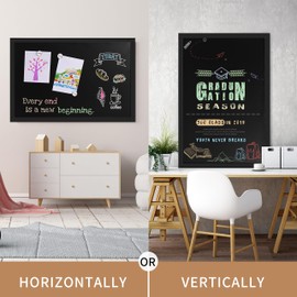 Board2by Magnetic Chalkboard Black Board 24 x 36, Large Chalk Board Blackboard for Wall Decor, Easy-to-Erase Wood Framed Magnet Board, 2 Pens, 4 Magnets for School, Home & Office (Black)