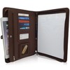 Dark Brown Zippered Portfolio Binder - PU Leather Business Portfolio