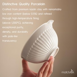 MatchAiA 6 Pcs Matcha Set - Ceramic Bowl with Spout, Matcha Whisk with Holder, Tea Powder Canister, Sifter and Spoon, Complete Kit for Traditional Matcha, Modern Lattes, and Tea Ceremonies (White)