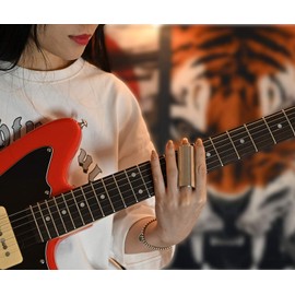 Rayzm Stainless Steel Guitar Slide & Guitar Chords Chart Cleaning Cloth, 6 * 2.1 cm (L*ID) Finger Knuckle Guitar String Slide