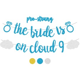 Bachelorette Party Decorations, The Bride is On Cloud 9 Banner, Gold Sliver Blue Engagement Bridal Shower Bride to Be Sign Gifts Miss to Mrs. Engaged Party Favor Supplies (Blue)