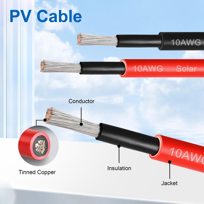 20 FT 10AWG Solar Panel Extension Cable,10 Gauge Extension Cord,5FT