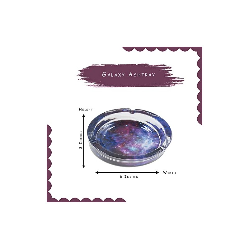 6.0" Extra Large Galaxy Glass Ashtray, Perfect for Smoking Lounges,