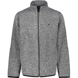 Nautica Boys' Full Zip Fleece Jacket, Kangaroo Pockets, Made With Lightweight Fleece, Grey Heather, 6