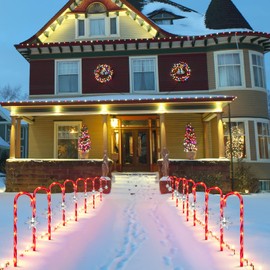 GLOWNOVA 10 Pack Twinkle Christmas Candy Cane Lights (Candy Cane 16 Pack 16.5 INCH Star Accessories 11 Function)…