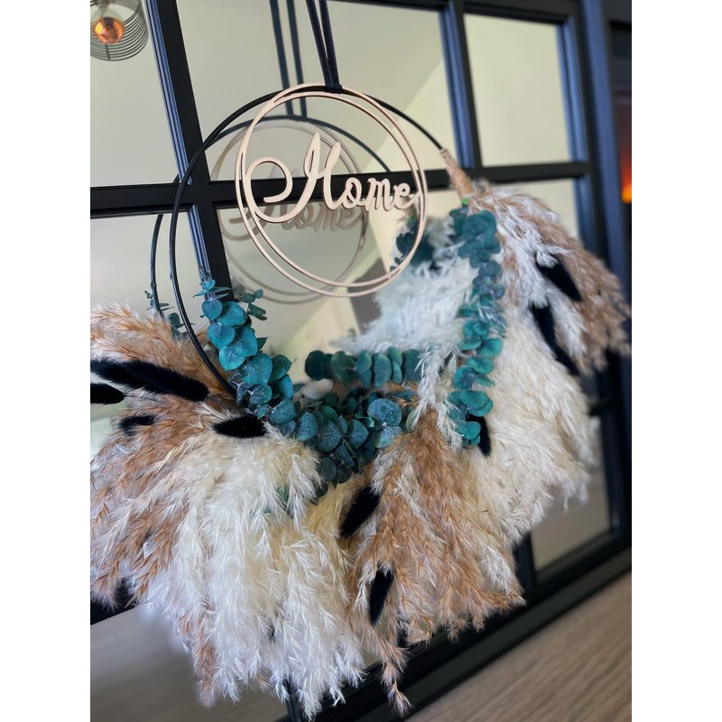 Pampas Grass Wreath - Pampas Grass Wall Decoration - Natural