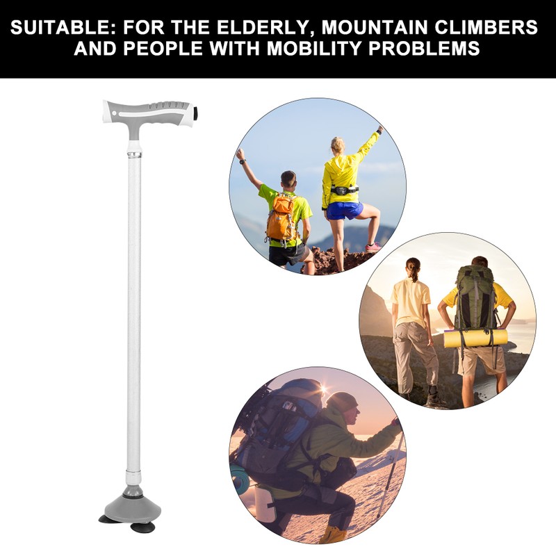 Elderly Walking Cane Anti Slip Adjustable Height Hand Walking Stick