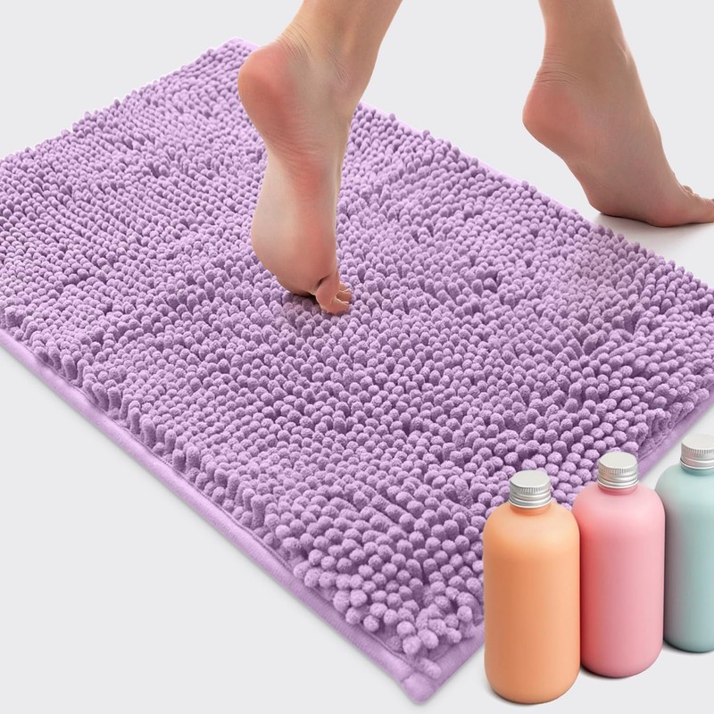 LuxUrux Bath Mat-Extra-Soft Plush Bath Shower Bathroom Rug, 1'' Chenille