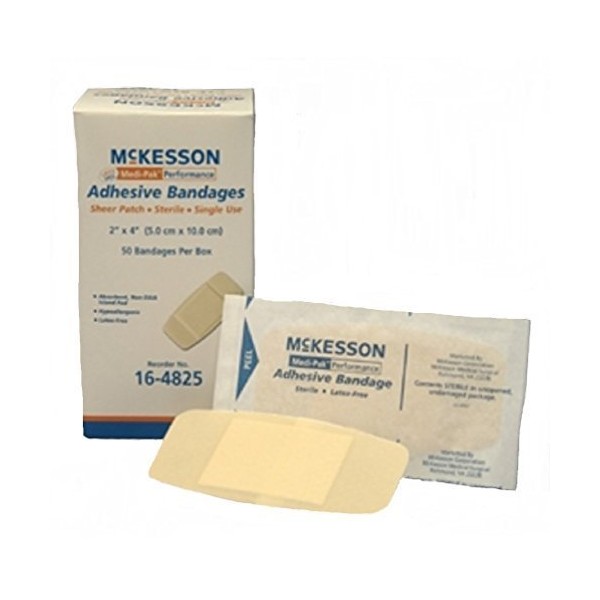 Mckesson Performance Brand Adhesive Bandage Sheer Patch 2"X4" - Box of 50 - Model 16-4825 by Mckesson