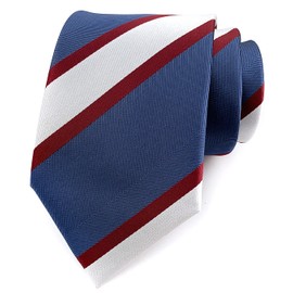 Men's Claret Red Blue Silver Woven Modern Striped Business Formal Suits Stunning Silk Ties for BF Father Husband