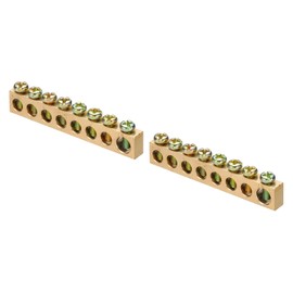 sourcing map 2 Pcs Ground Bus Bar Terminal Grounding Bar Brass 8 Positions Grounding Bars Block for Electric Box