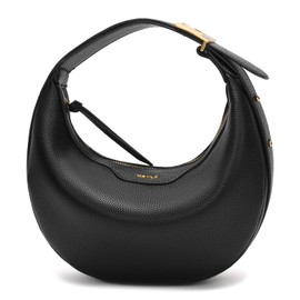 Keyli Crescent Shoulder Bag for Women Crossbody Purse Waterproof Leather Handbags Clutch Designer Tote Bags with Adjustable Strap Black