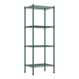 QUIET BOOK Commercial NSF Listed Green Epoxy Stationary Wire Shelving Kit 18" x 24" x 64", with 4 Shelves Perfect for Warehouse, Walk-In Refrigerator, Freezer, Grocery Store, Restaurant, Dishroom