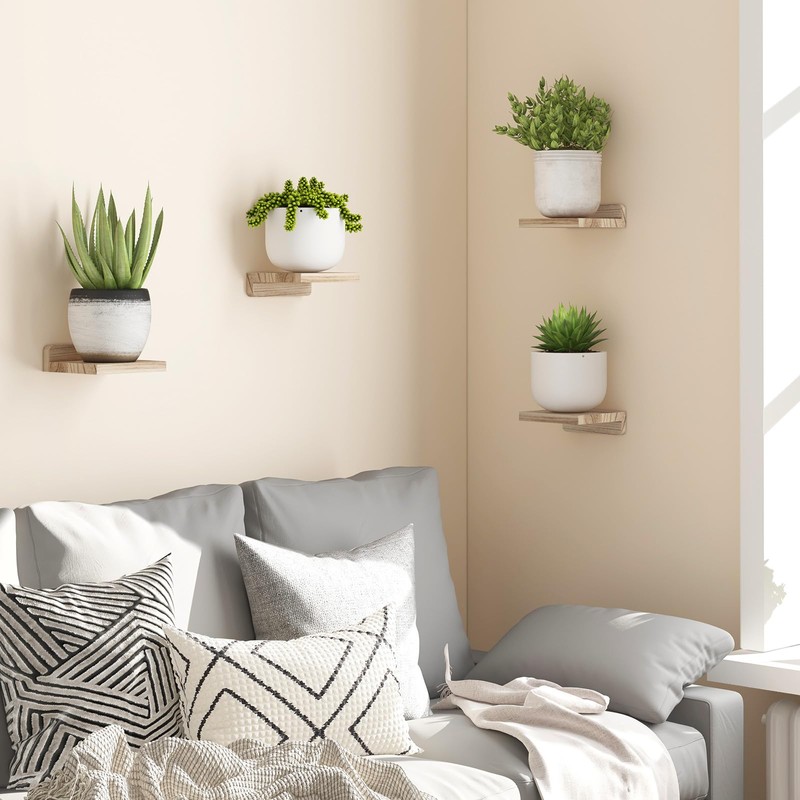 Fixwal Floating Shelves for Wall, Rustic Wood Small Wall Mounted