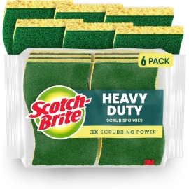 Scotch-Brite Heavy Duty Scrub Sponges (6-Pack) - Safe for Non-Coated Cookware
