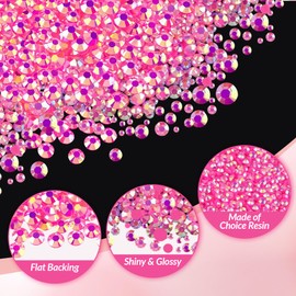 12PCS Jelly AB Rose Red Rhinestones: Multi-Size and Durable Gems for Crafting with 3Pcs 10ml Jewelry Glue for Nail Art, Makeup and DIY Crafts