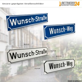 Betriebsausstattung24, street sign with custom lettering, signpost w/o. house number, embossed aluminium sign with antique edge.