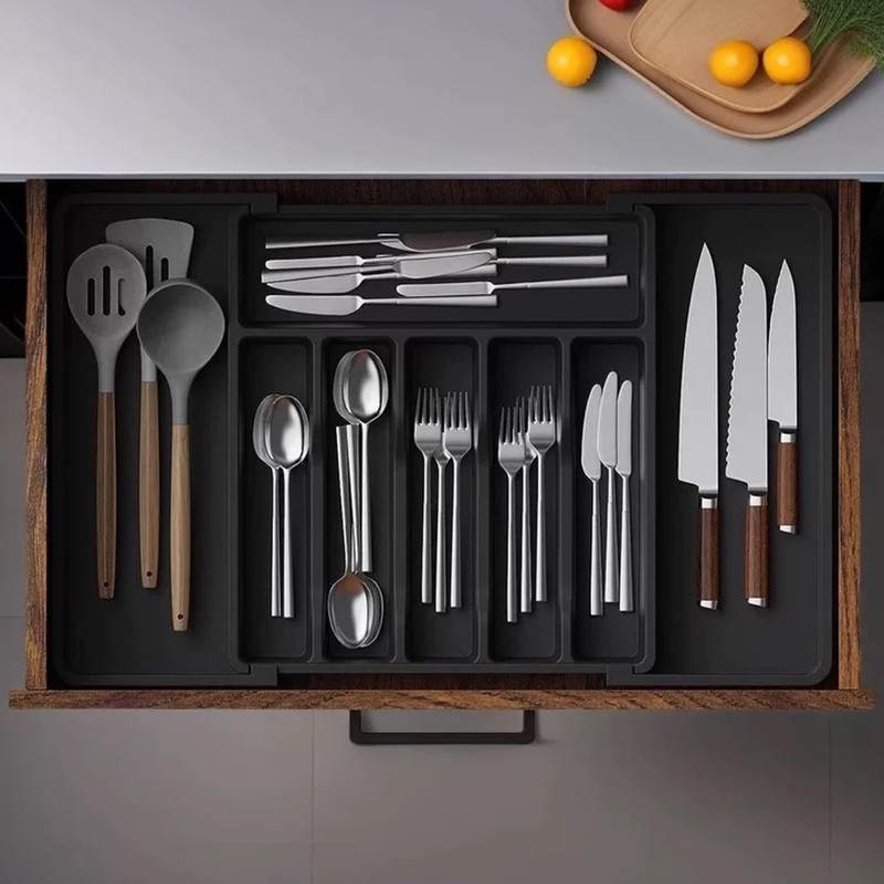 TSONDEKU Expandable Silverware Drawer Organizer - BPA Free Flatware and
