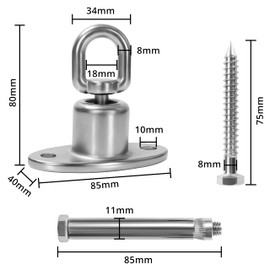 Belle Vous Heavy Duty Swing Attachment with Ball Bearings - 360 Degree Rotating Stainless Steel Heavy Duty Ceiling Hook with Screws - 540 kg Load Capacity - Attachment for Hanging Chair, Yoga Hammock