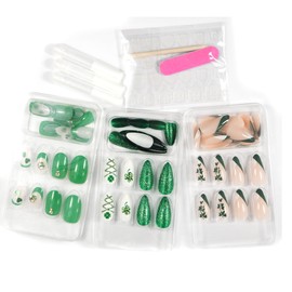 3 Sheet Saint Patrick's Day Gel Press On Nails IRISH Wearing Nail Art (Green-1)
