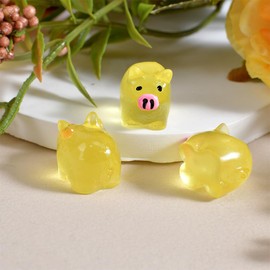 HUATEEN 60 Pack Mini Resin Pigs Glow in The Dark - 6 Colours, Cute Luminous Pig Dolls for DIY, Home Decor, Keychain & Miniature Landscapes
