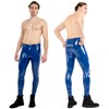 Kapow Meggings High Gloss Vinyl Men's Leggings (Billy Blue, L)