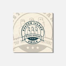 Unbranded Easter Island Chile Grunge Travel 4'' X 4'' Square Wooden Coaster