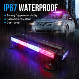 MIRUNNY 18.6" Emergency Strobe Lights Bar for Trucks Waterproof Double Side Safety Warning Traffic Advisor Beacon Flashing Light Bar with Magnetic Base for Snow Plow,Vehicles（Blue/Red）