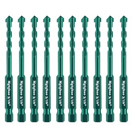 10PC 3/16" Green Concrete Drill Bit Set, Mgtgbao 5mm Masonry Drill Bits for Tile,Brick, Plastic and Wood,Tungsten Carbide Tip Best for Wall Mirror and Ceramic Tile on Concrete and Brick Wall