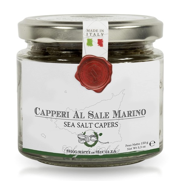 Frantoi Cutrera Gourmet Italian Capers in Sea Salt - Capers Non Pareil - Capers For Cooking and Garnishing - Mediterranean Caper Imported From Italy 5.3oz (150g)